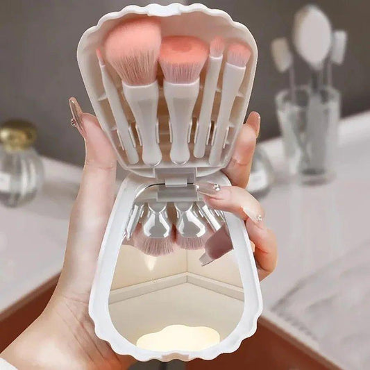 Shell Makeup Brush Set and Mirror Box