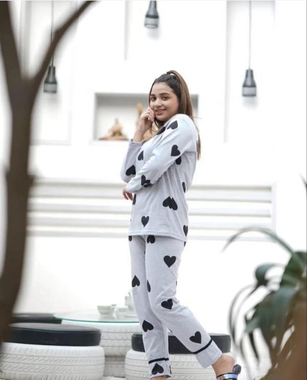 Heart Design Cotton Night-Suit