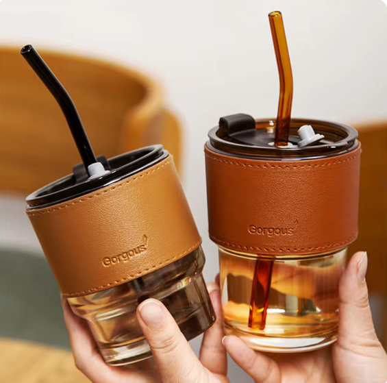 450ML Glass Mug With Straw