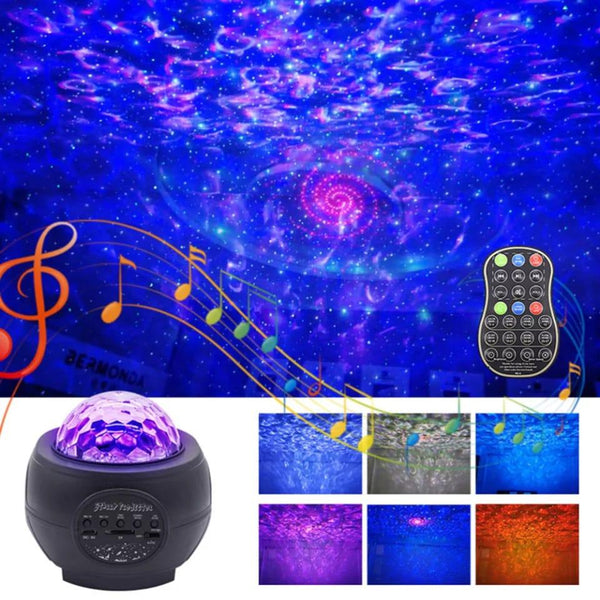 Wireless LED Projection Light Sound Control Auto Strobe Projector Lamp Bedroom Night Light (Black)