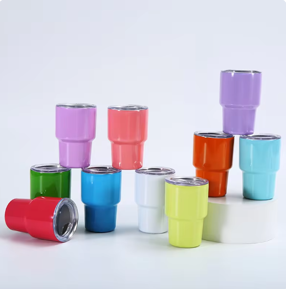 Mini Tumbler Shot Glass Double Wall Steel Straw