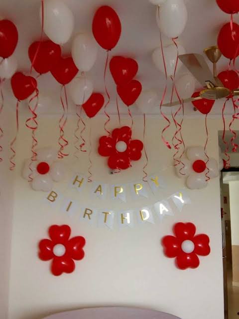 Red White Birthday Balloons Decoration