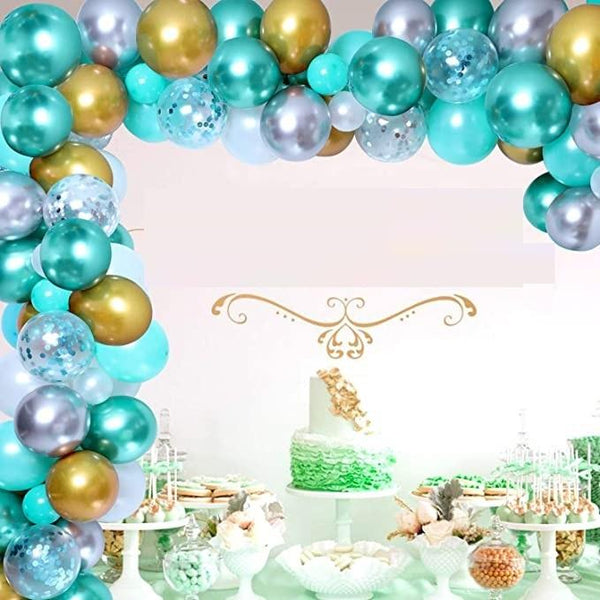 Green Silver Arch Garland Party Theme