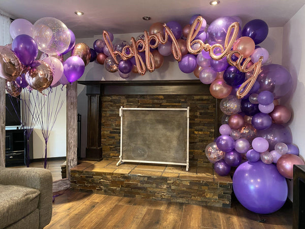 Purple With Rose Gold Balloons Theme