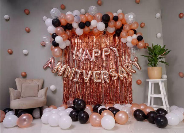 RoseGold Anniversary Balloons Decor