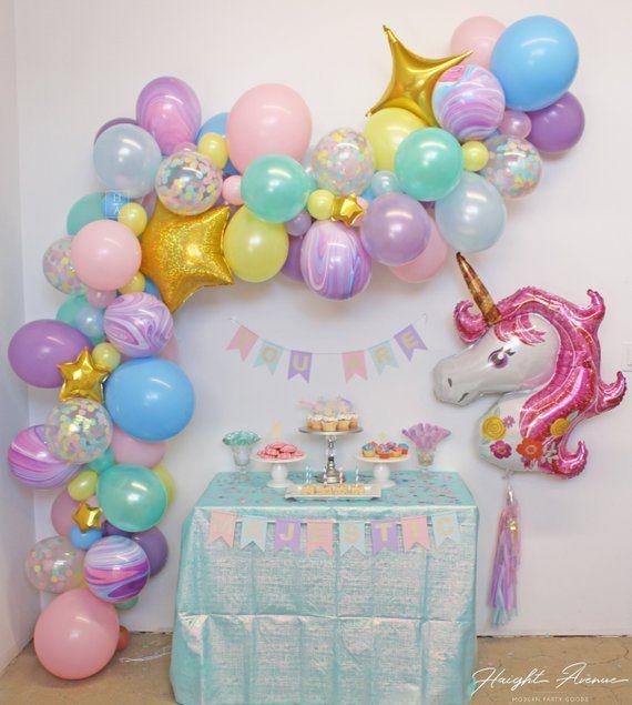 Unicorn Marble Balloons Theme