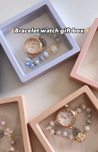 Pearl Beads Bracelet Watch With Box