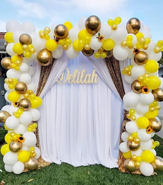 White Yellow Golden Arch Balloons Garland Set