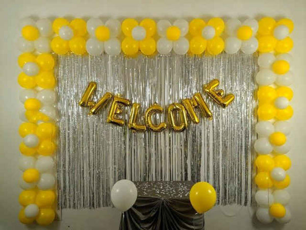 Yellow White Welcome Balloons Package