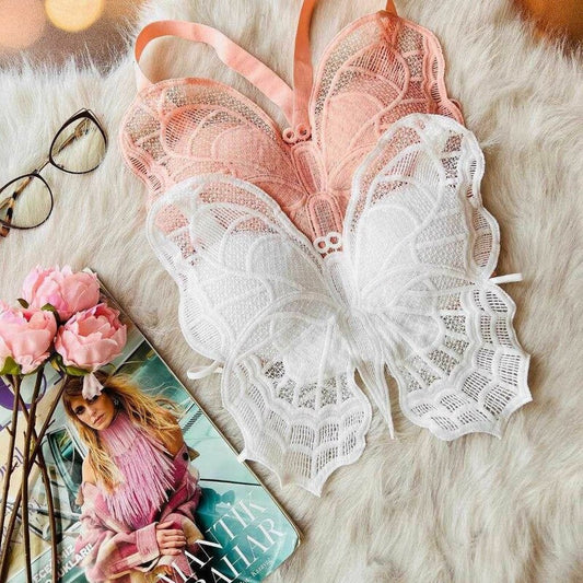 Chic Butterfly Embroidered Lace  Women's Bra