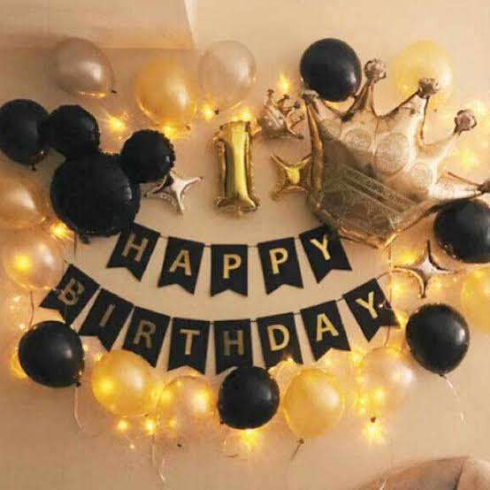 Golden Black 1st Birthday Decoration