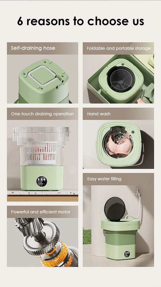 Portable Foldable Washing Machine With Dryer Bucket