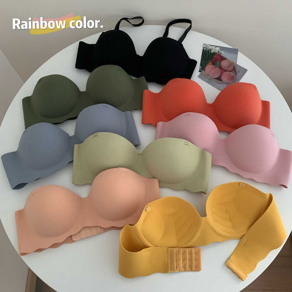 Women One Piece Convertible Straps Bra Seamless Push Up Underwear Solid Color Wireless Lingerie