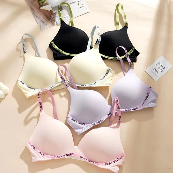 Sweet Babe Non-Wired Light Padded T-Shirt Bra with Letter Strap Detail